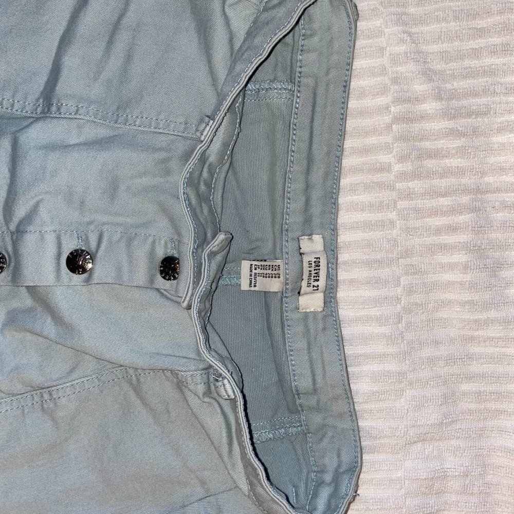 Blue Buttoned Mini Skirt - Picture 3 of 3
